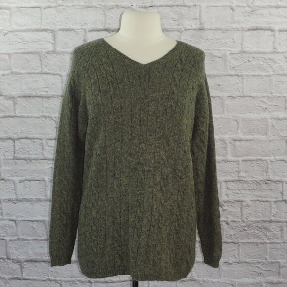 Vintage 90s Oversized Boyfriend Wool Cable Knit Sweater - Picture 1 of 6